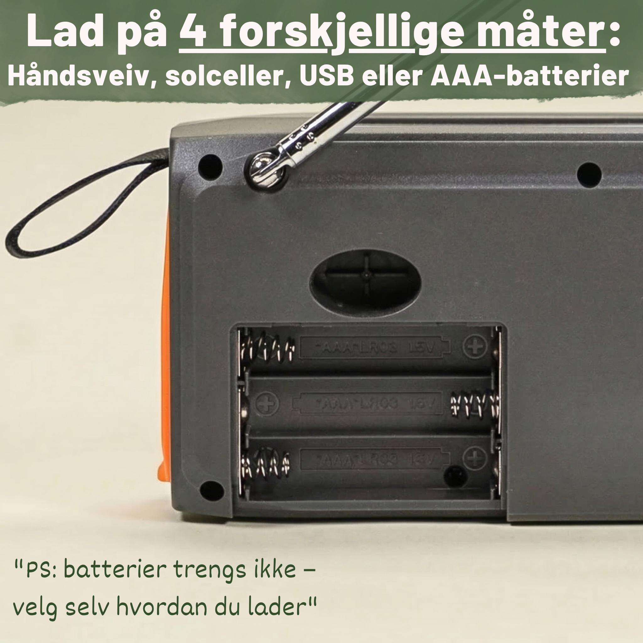 Nødradio – DAB/DAB+ med 4 500 mAh powerbank
