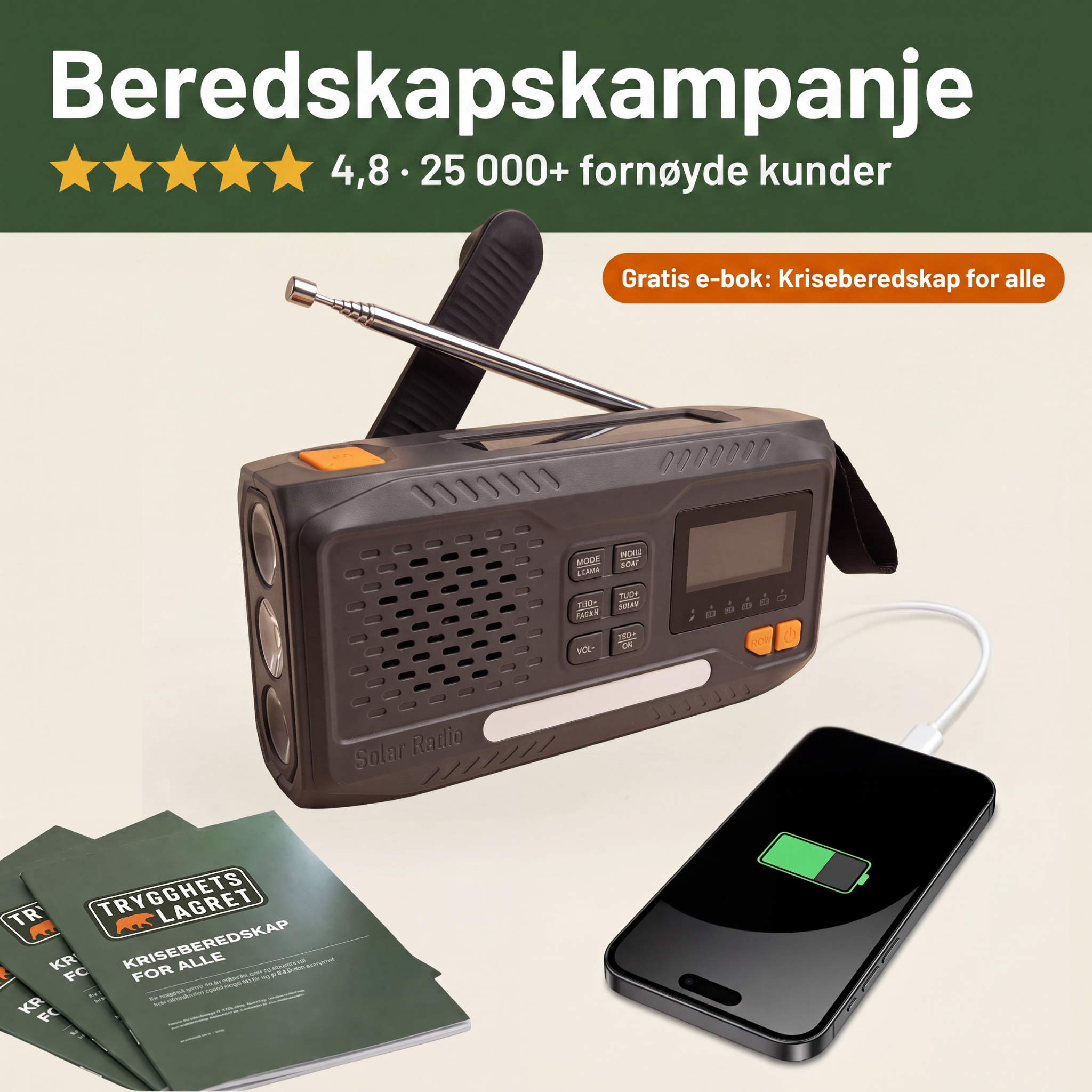 Nødradio – DAB/DAB+ med 4 500 mAh powerbank