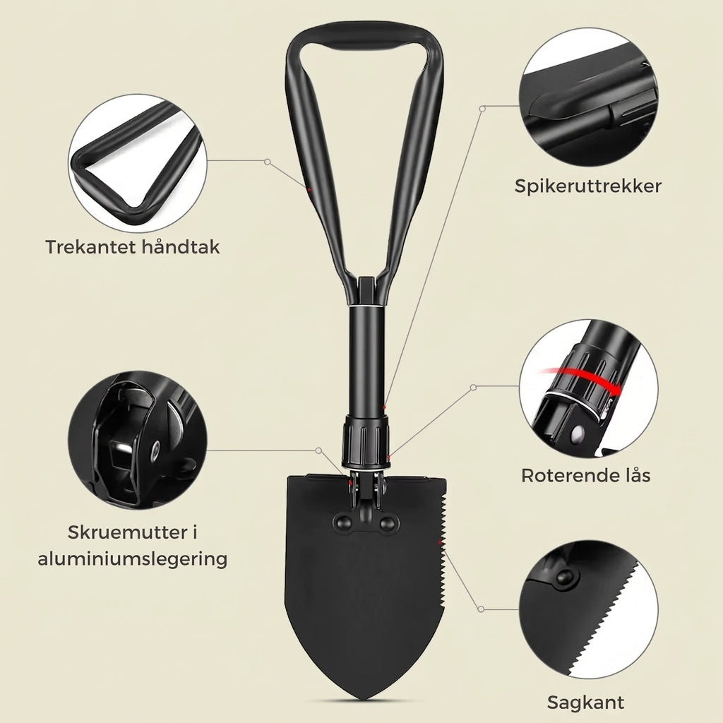 Sammenleggbar spade – kompakt design
