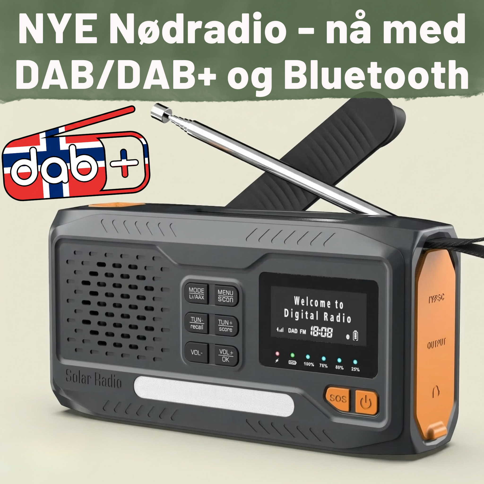 Nødradio – DAB/DAB+ med 4 500 mAh powerbank